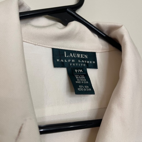 Lauren Ralph Lauren 100% Silk Twill Shirt size PM - Picture 4 of 8